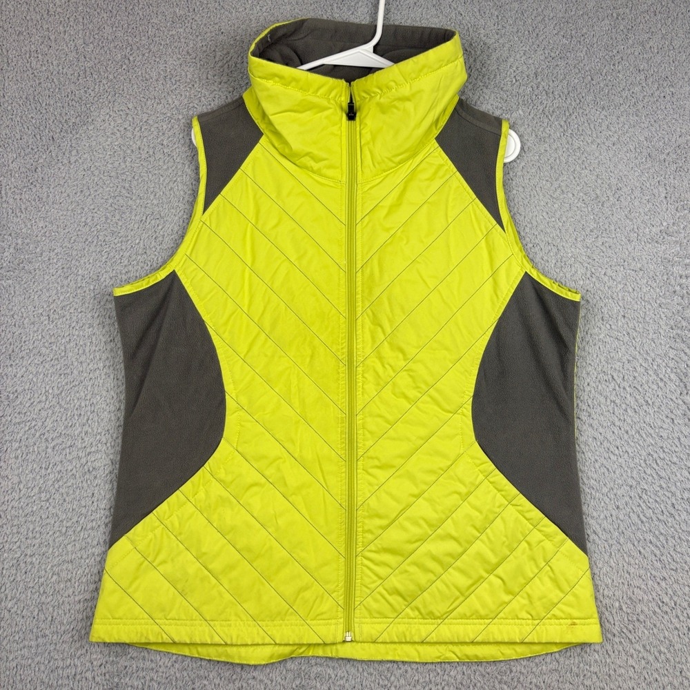 Columbia Vest Womens XL Yellow Quilted Insulated Fleece Lined Gorpcore Hiking